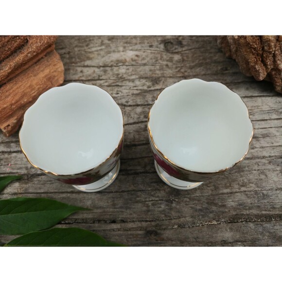 2 Vintage Japanese Style Porcelain Egg Cups, Breakfast or Brunch Serving Ware - Picture 14 of 16